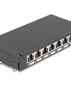 Delock Mini Desktop Patchpanel RJ45 Buchse 8 Port Cat.6A geschirmt schwarz