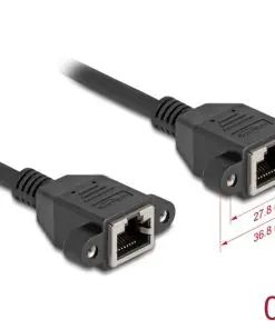 Delock Netzwerk Verlängerungskabel S/FTP RJ45 Buchse/Buchse Cat.6A 0,5 m schwarz