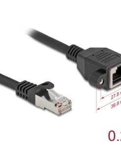 Delock Netzwerk Verlängerungskabel S/FTP RJ45 Buchse/Stecker Cat.6A 0,25 m