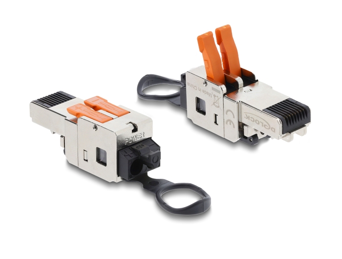 Delock RJ45 Stecker mit Klemmverschluss 2 Pin +/- werkzeugfrei Delock RJ45 Stecker mit Klemmverschluss 2 Pin +/- werkzeugfrei