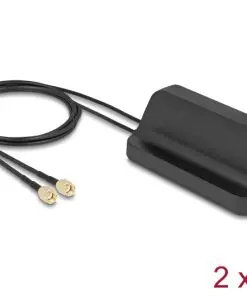 Delock WiFi 7 Antenne 2 x RP-SMA Stecker 2,4 - 4,0 dB1 m outdoor schwarz