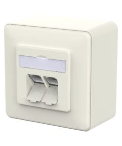 METZ CONNECT E-DAT C6A LSA++ 2 Port AP reinweiß RAL 9010