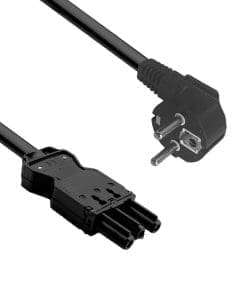 helos Anschlusskabel GST18 komp. CEE 7/7 90°-Stecker auf Buchse schwarz 1,5m