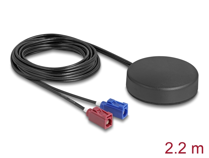 Delock 4G GNSS Antenne 1 x FAKRA C + 1 x FAKRA D Buchse 2 dBi / 28 dB 2,2 m RG-1 Delock 4G GNSS Antenne 1 x FAKRA C + 1 x FAKRA D Buchse 2 dBi / 28 dB 2,2 m RG-1