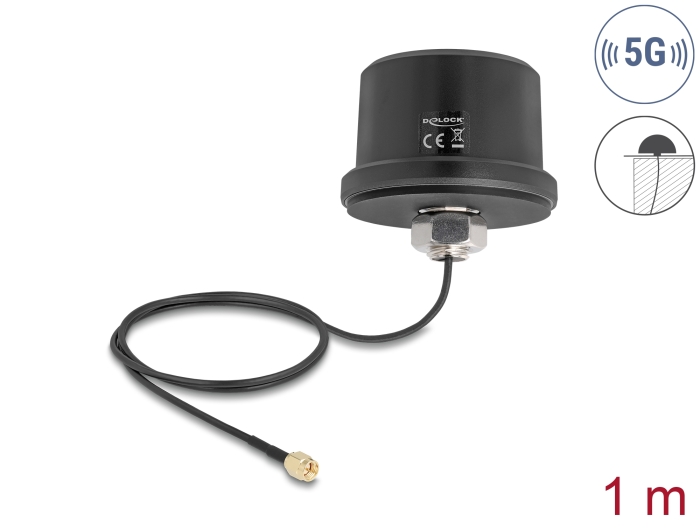 Delock 5G LTE GNSS WiFi 6 Antenne SMA Stecker 1,9 - 3,3 dBi omnidirektional mit Delock 5G LTE GNSS WiFi 6 Antenne SMA Stecker 1,9 - 3,3 dBi omnidirektional mit