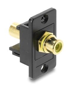 Delock Panel Mount Cinch Buchse zu Cinch Buchse vergoldet gelb / schwarz