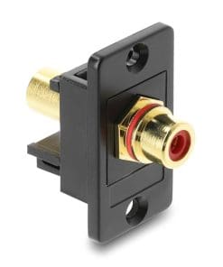 Delock Panel Mount Cinch Buchse zu Cinch Buchse vergoldet rot / schwarz