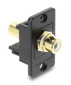 Delock Panel Mount Cinch Buchse zu Cinch Buchse vergoldet weiß / schwarz