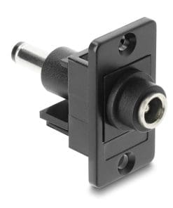 Delock Panel Mount DC 5,5 x 2,1 mm Buchse zu DC 5,5 x 2,5 mm Stecker schwarz