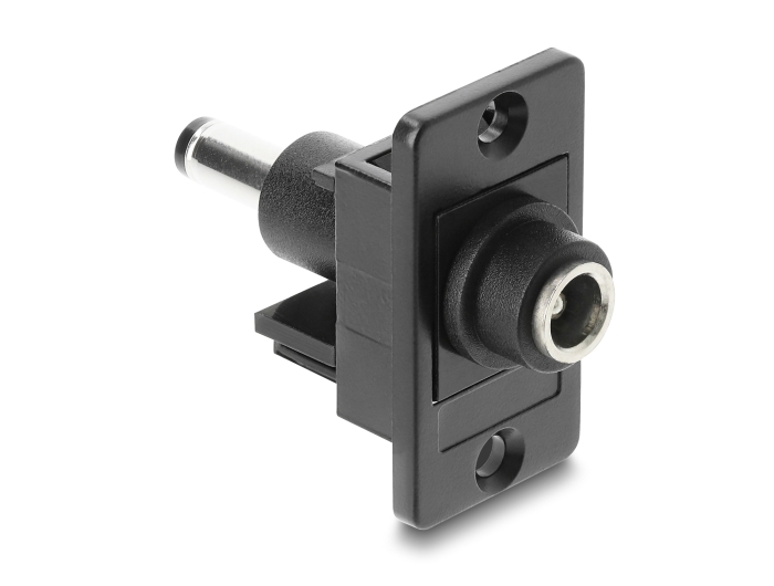 Delock Panel Mount DC 5,5 x 2,1 mm Buchse zu DC 5,5 x 2,5 mm Stecker schwarz Delock Panel Mount DC 5,5 x 2,1 mm Buchse zu DC 5,5 x 2,5 mm Stecker schwarz