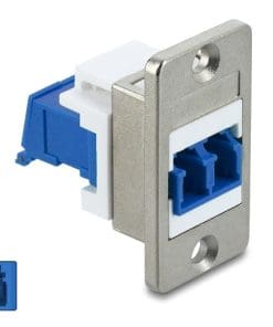 Delock Panel Mount LC Duplex Buchse zu LC Duplex Buchse mit Laserschutzklappe in
