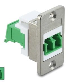 Delock Panel Mount LC Duplex Buchse zu LC Duplex Buchse mit Laserschutzklappe in