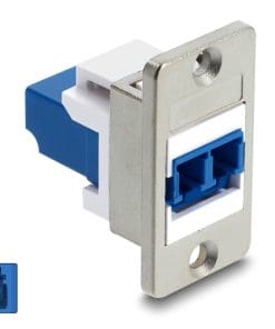 Delock Panel Mount LC Duplex Buchse zu LC Duplex Buchse silber / blau / weiß