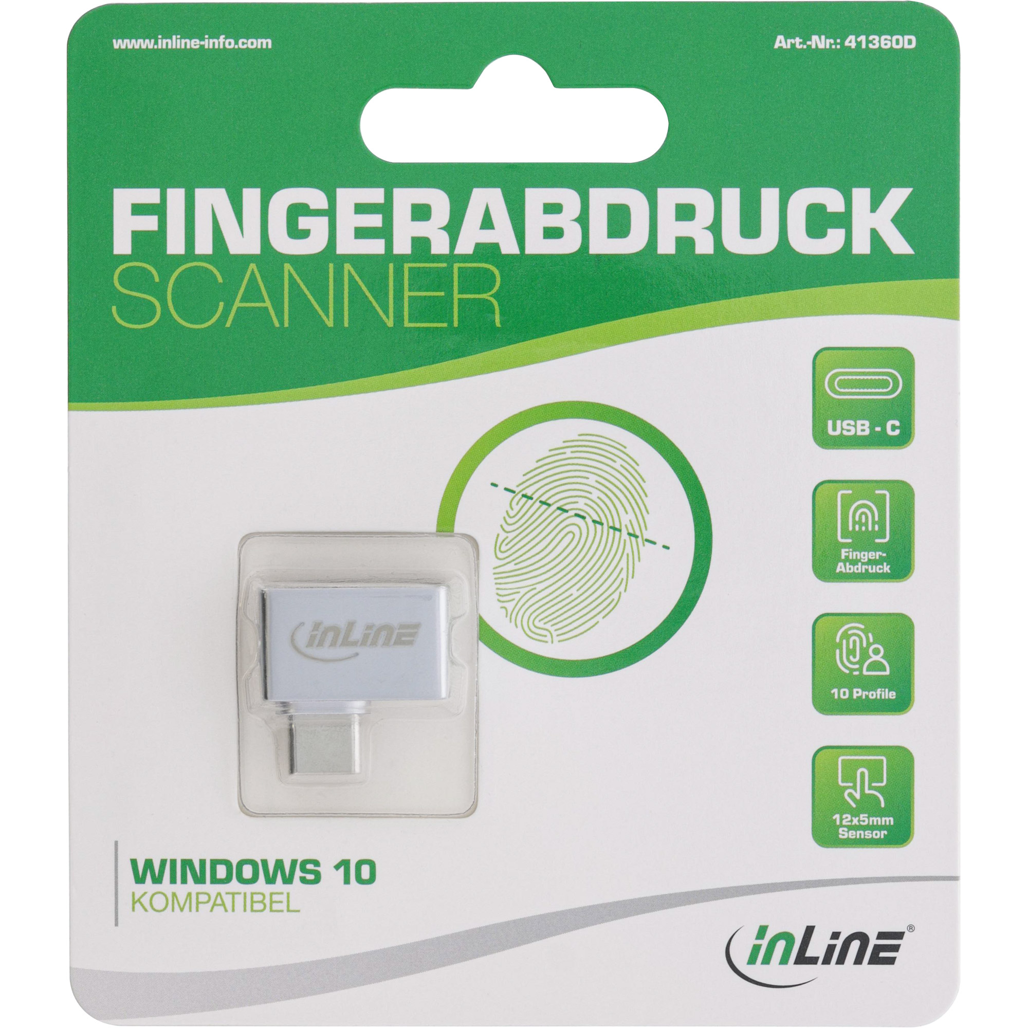 InLine® USB Typ-C Fingerabdruck Scanner, Windows Hello kompatibel InLine® USB Typ-C Fingerabdruck Scanner, Windows Hello kompatibel – Bild 3