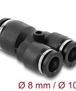 Delock Pneumatik Steckverbinder 2 x 8 mm zu 1 x 10 mm mit Befestigungsloch Y-For