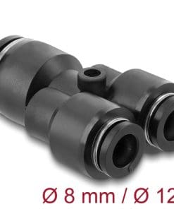 Delock Pneumatik Steckverbinder 2 x 8 mm zu 1 x 12 mm mit Befestigungsloch Y-For