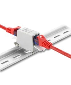 Delock RJ45 Kupplung Cat.6A Buchse zu Buchse mit Staubschutzklappe für Hutschien