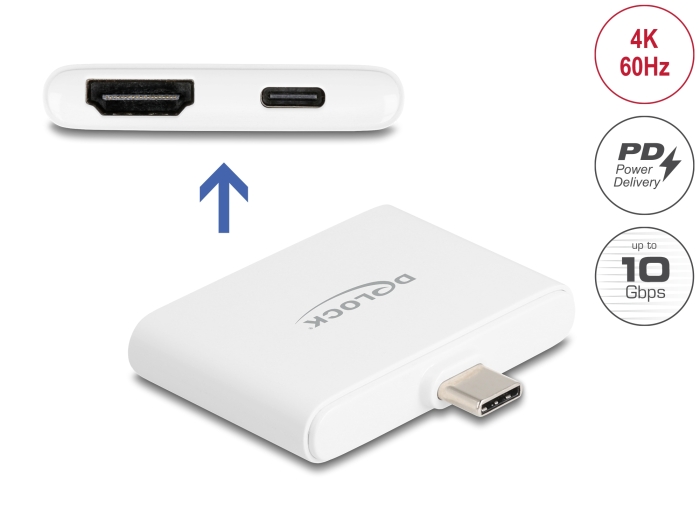 Delock USB Type-C Adapter zu HDMI 4K 60 Hz und USB Type-C Daten + PD 94 W Delock USB Type-C Adapter zu HDMI 4K 60 Hz und USB Type-C Daten + PD 94 W