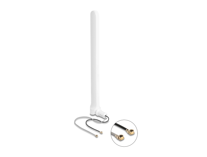 Delock WiFi 6 Doppelantenne 2 x I-PEX Inc., MHF® I Stecker 2 - 5 dBi 17 cm omnid Delock WiFi 6 Doppelantenne 2 x I-PEX Inc., MHF® I Stecker 2 - 5 dBi 17 cm omnid