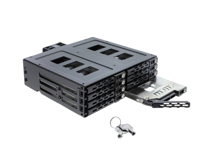 Delock 5.25? Wechselrahmen für 8 x 2.5? SATA oder SAS HDD / SSD mit Schloss Delock 5.25? Wechselrahmen für 8 x 2.5? SATA oder SAS HDD / SSD mit Schloss