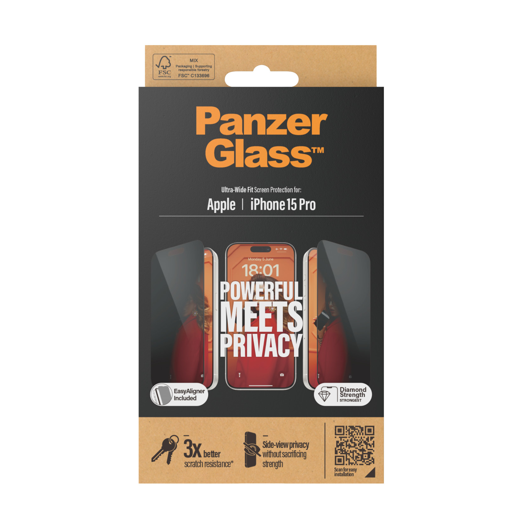 PanzerGlass Privacy iPhone 15 Pro, UWF w. EasyAligner PanzerGlass Privacy iPhone 15 Pro, UWF w. EasyAligner – Bild 3