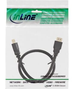 Alternative view of InLine® HDMI Kabel, HDMI-High Speed, Stecker / Stecker, verg. Kontakte, schwarz, 0,3m, schwarz