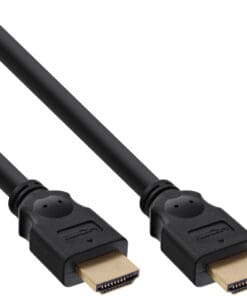InLine® HDMI Kabel, HDMI-High Speed, Stecker / Stecker, verg. Kontakte, schwarz, 0,3m, schwarz