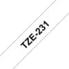 Schriftband TZe-231 (lam.) Schwarz auf Weiß BxL 12mm x 8m Schriftband schwarz auf farblos.