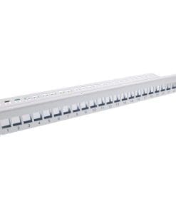 InLine® Patchfeld 24-fach, Keystone Snap-In Leerblech Patchpanel, 48,26cm (19"), 1HE, lichtgrau RAL7035