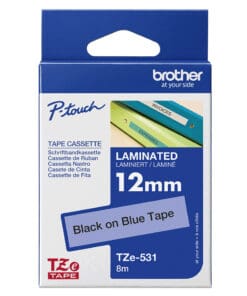 Schriftband TZe-531 (lam.) Schwarz auf Blau 12mm x 8m Schriftband TZe-531 (lam.) Schwarz auf Blau 12mm x 8m – Bild 3