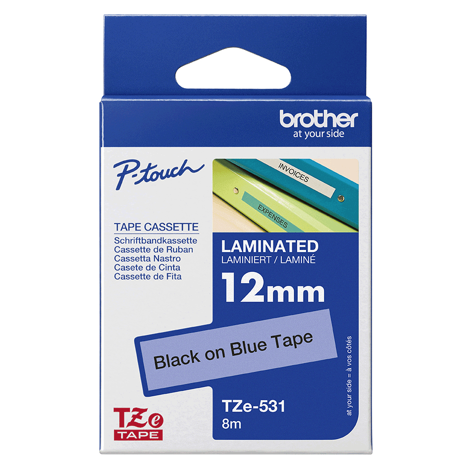 Schriftband TZe-531 (lam.) Schwarz auf Blau 12mm x 8m Schriftband TZe-531 (lam.) Schwarz auf Blau 12mm x 8m – Bild 3