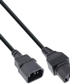 InLine® Netzkabelverlängerung, Warmgerätestecker gerade C15 auf Buchse gerade C14, 0,5m
