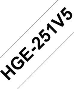 Schriftband HGe-251V5 (5 Stk) Schwarz auf Weiß 24mm x 8m