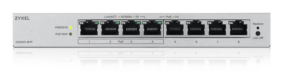 ZyXEL GS1200-8HPV3 8-Port Gigabit PoE+ Web / Smart Managed Sw. ZyXEL GS1200-8HPV3 8-Port Gigabit PoE+ Web / Smart Managed Sw. – Bild 3