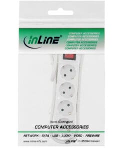 Alternative view of InLine® Steckdosenleiste, 4-fach Schutzkontakt, mit Schalter, 1,5m, weiß, weiß