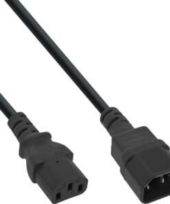 InLine® Kaltgeräteverlängerung, C13 auf C14, schwarz, 0,75m