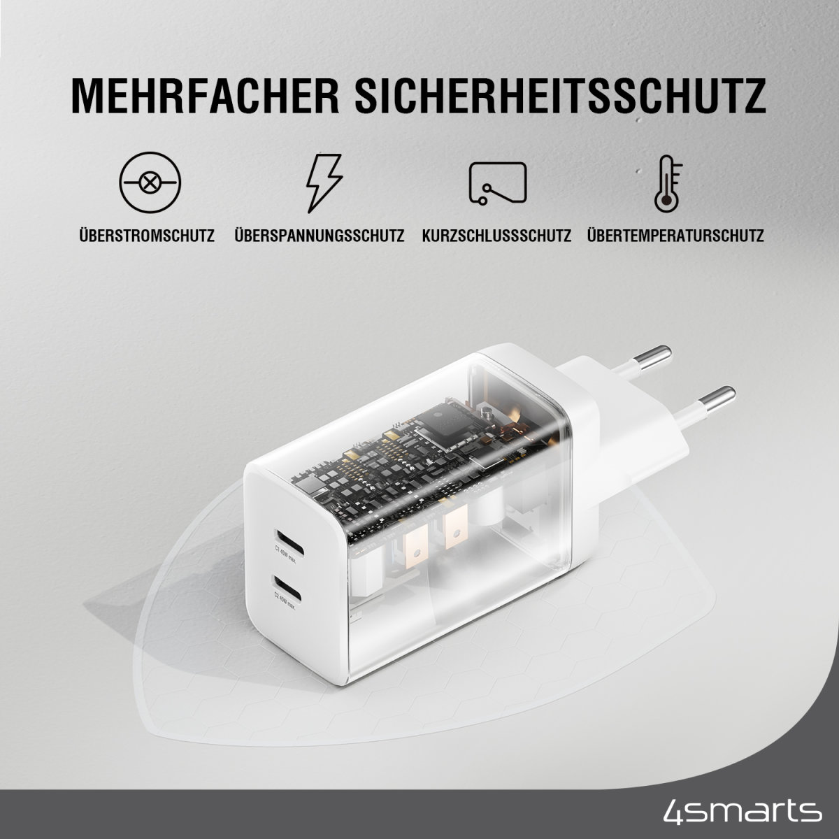 4smarts Ladegerät PDPlug Dual 45W GaN 2xC, weiß 4smarts Ladegerät PDPlug Dual 45W GaN 2xC, weiß – Bild 4