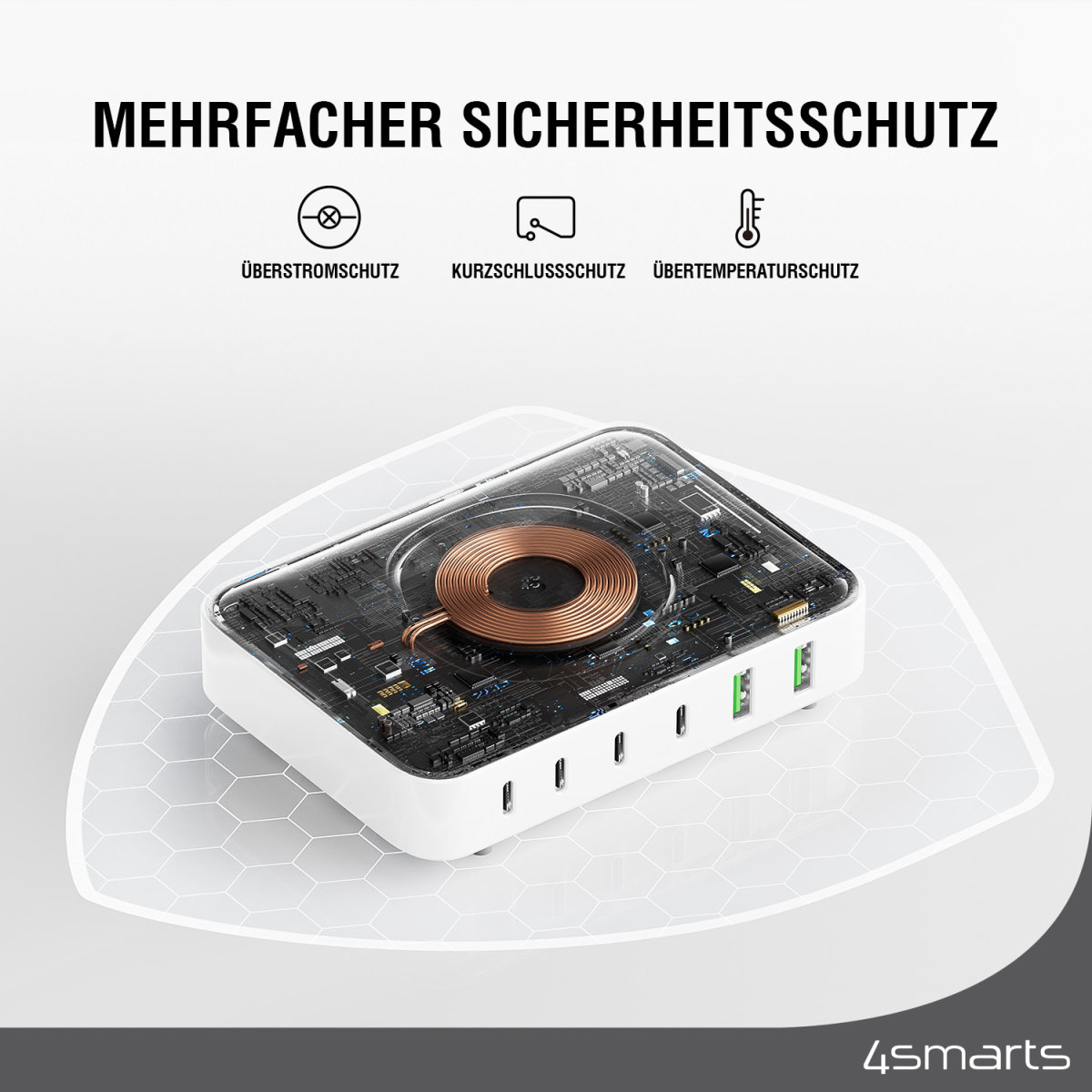 4smarts 7in1 GaN Ladestation 100W Wireless Charger, weiß 4smarts 7in1 GaN Ladestation 100W Wireless Charger, weiß – Bild 4