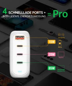 4smarts Ladegerät GaN Flex Pro 100W 3 USB-C+1 USB-A, Travel – Bild 4