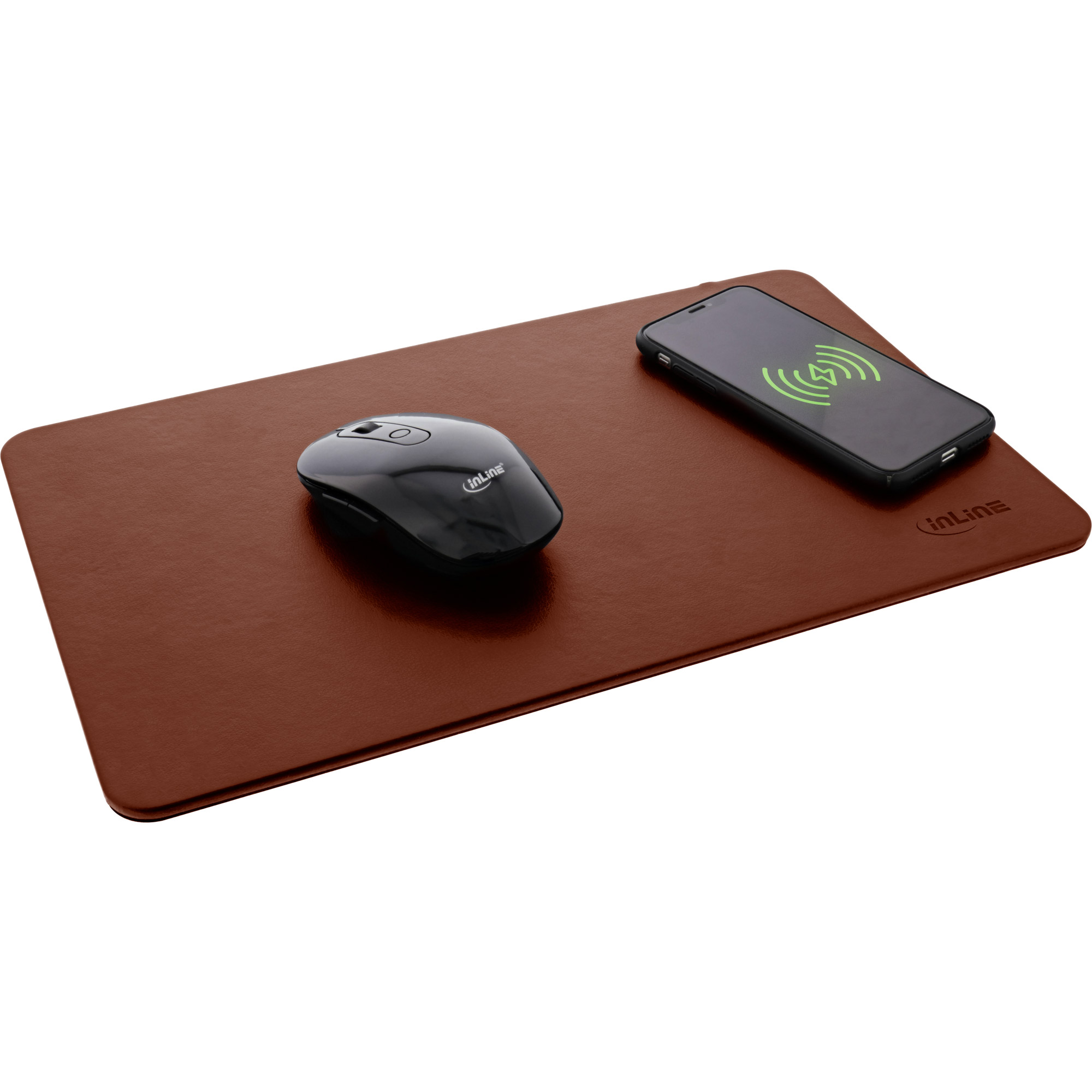 InLine® Maus-Pad, Wireless Charging (Qi), Kunstleder, 370x225x7mm, braun InLine® Maus-Pad, Wireless Charging (Qi), Kunstleder, 370x225x7mm, braun – Bild 3