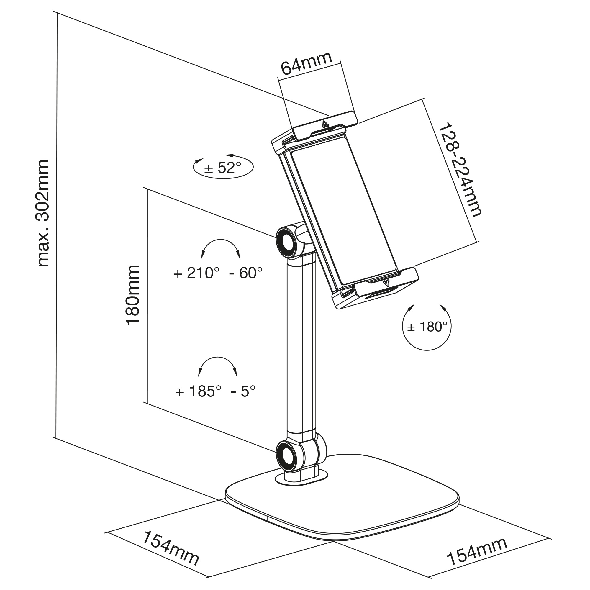 InLine® Tablet Tischhalterung mit Standfuß, bis 12,9", schwarz InLine® Tablet Tischhalterung mit Standfuß, bis 12,9", schwarz – Bild 2