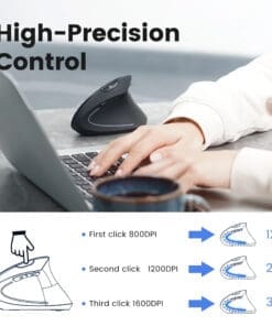 Alternative view of Perixx PERIMICE-813, ergonomische Multi-Device Maus, schnurlos, schwarz
