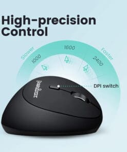 Alternative view of Perixx PERIMICE-819, ergonimische vertikale Maus, silent click, Multi-Device, schwarz