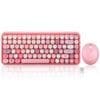 Perixx PERIDUO-713 DE, Mini Tastatur und Maus Set, Retro Vintage Design, rosa