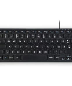 Perixx PERIBOARD-416 DE, kabelgebunden, USB Mini Tastatur mit 4 Hubs, schwarz
