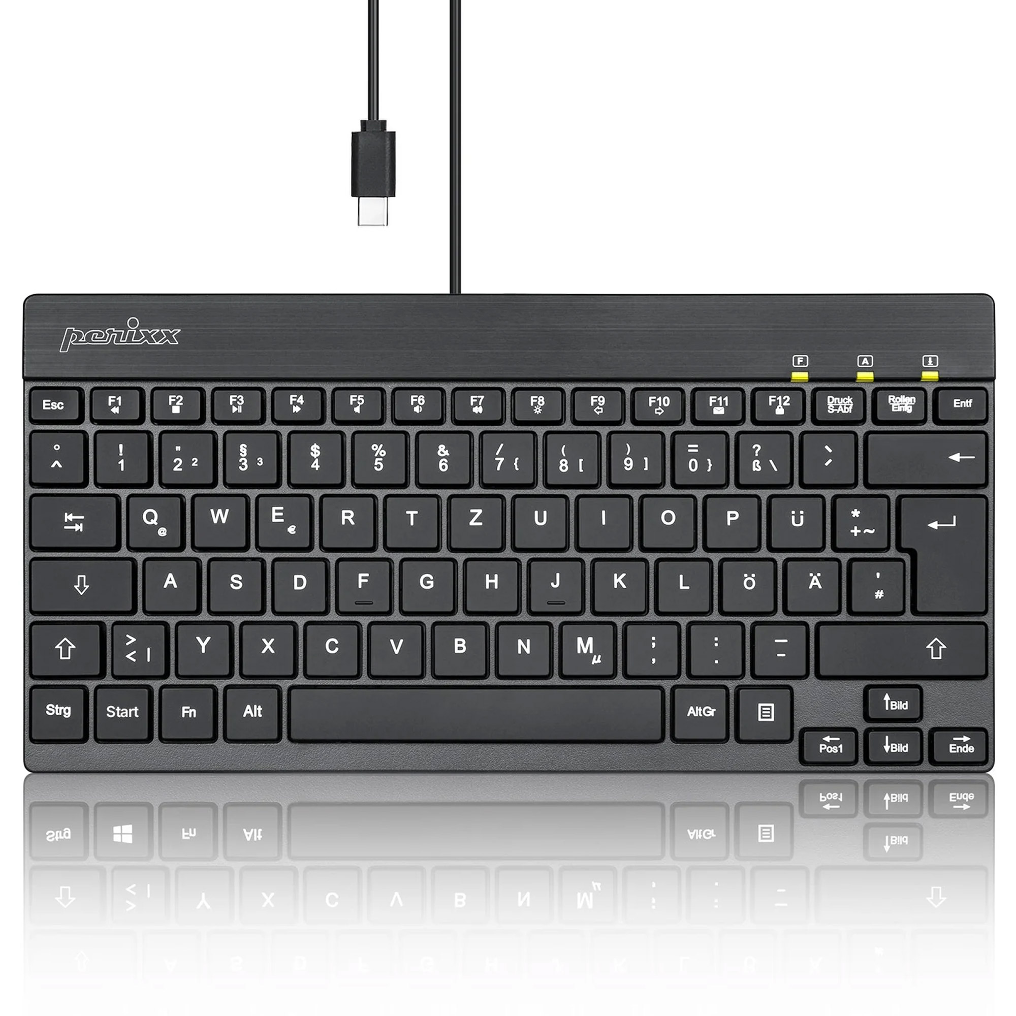 Perixx PERIBOARD-426C DE, kabelgebundene USB-C Mini Tastatur mit flachen Tasten Perixx PERIBOARD-426C DE, kabelgebundene USB-C Mini Tastatur mit flachen Tasten