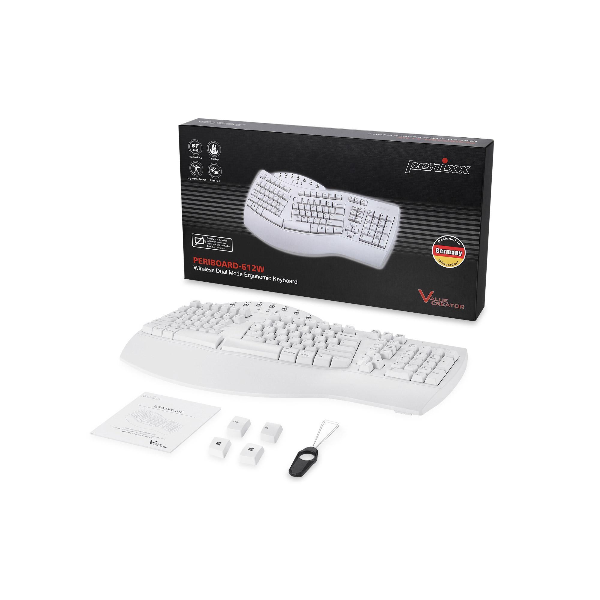 PERIXX PERIBOARD-612W DE, ergonomische Tastatur, Dualmodus, Funk/Bluetooth, Windows/Mac, weiß PERIXX PERIBOARD-612W DE, ergonomische Tastatur, Dualmodus, Funk/Bluetooth, Windows/Mac, weiß – Bild 6