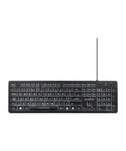 Perixx PERIBOARD-317, DE, beleuchtete Tastatur, USB kabelgebunden, große Druckbuchstaben, schwarz
