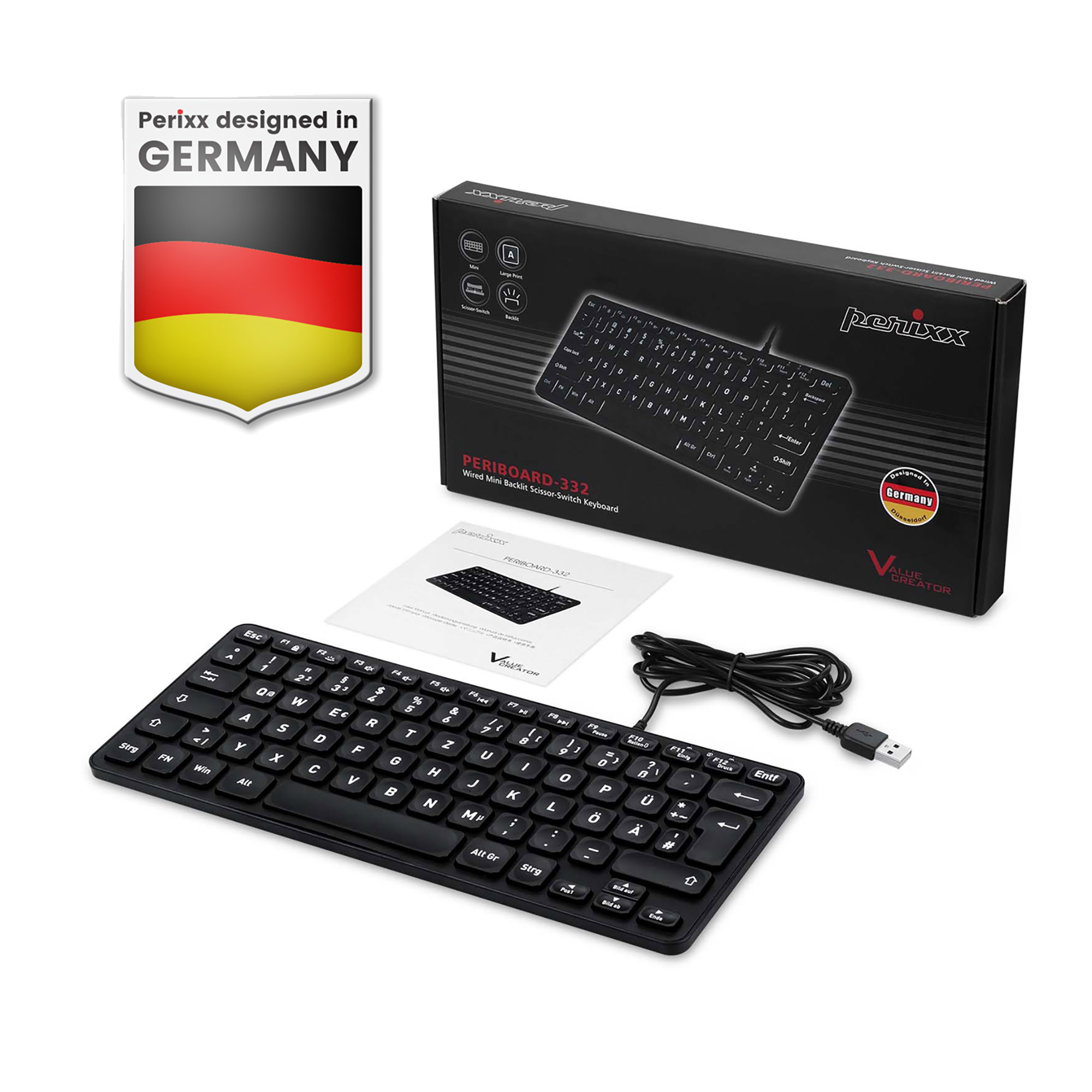 Perixx PERIBOARD-332B DE, Mini-Tastatur, USB kabelgebunden, Hintergrundbeleuchtung, schwarz Perixx PERIBOARD-332B DE, Mini-Tastatur, USB kabelgebunden, Hintergrundbeleuchtung, schwarz – Bild 4