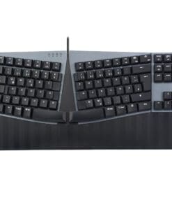 Perixx PERIBOARD-335 DE BL, Kabelgebundene ergonomische mechanische kompakte Tastatur - flache blaue Klickschalter
